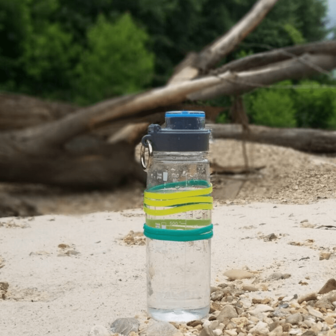 Water tracker band on water bottle