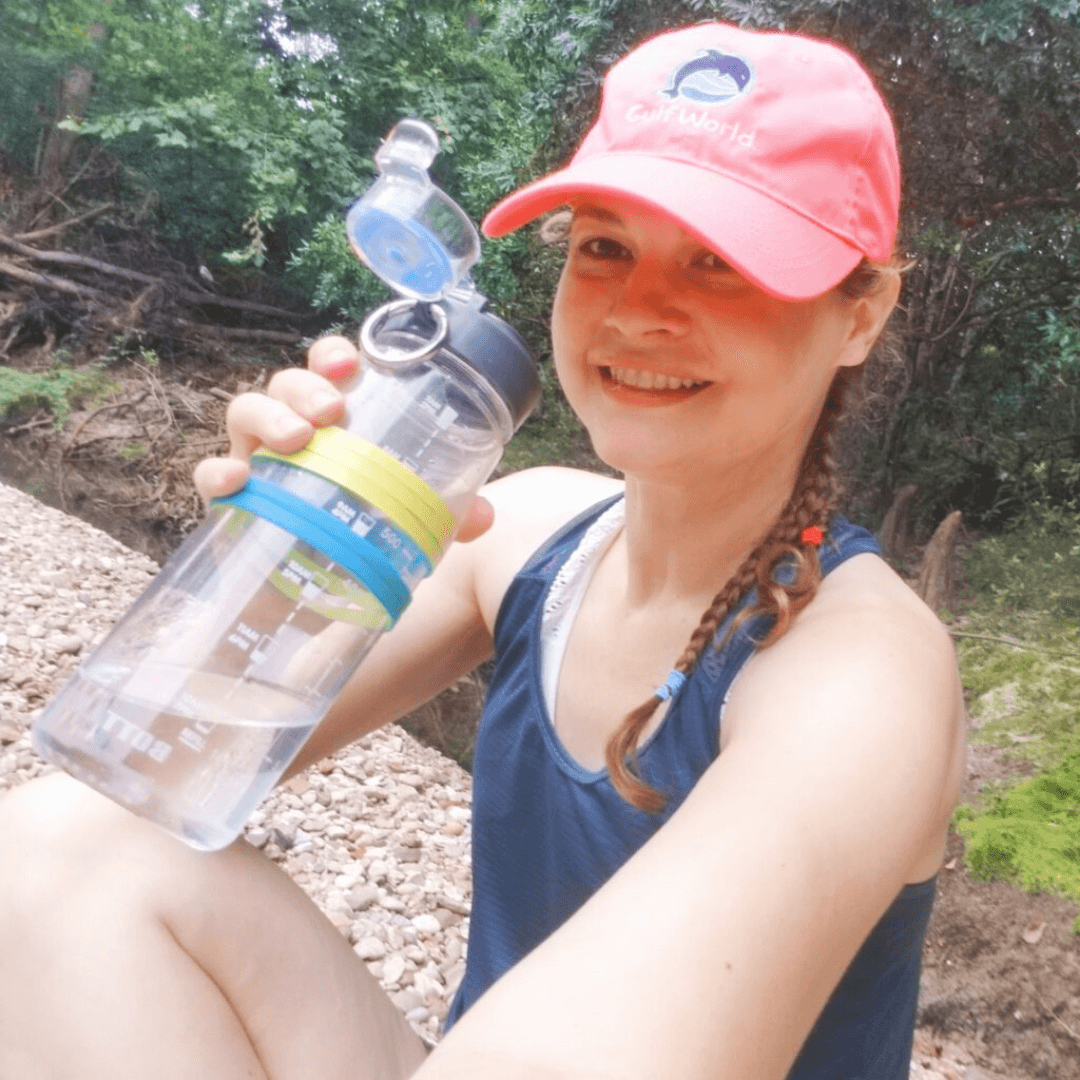 megan with her water bottle